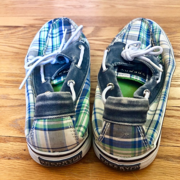 Sperry Top Sider Canvas+Leather Boat Shoes Plaid - Picture 3 of 5